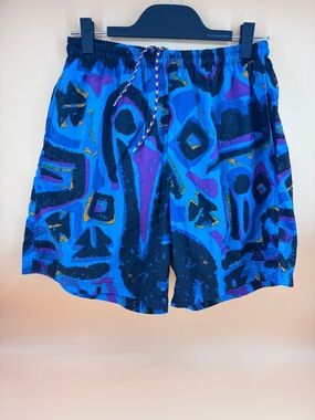VTG 90's Nike ACG Men's Abstract Print Blue Purple Lined Pocket Swim Trunks M